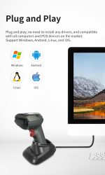 Ασύρματο Barcode Scanner χειρός Syble D70BT 1D/ 2D με μπαταρία και βάση φόρτισης, USB-HID, USB-COM, Bluetooth